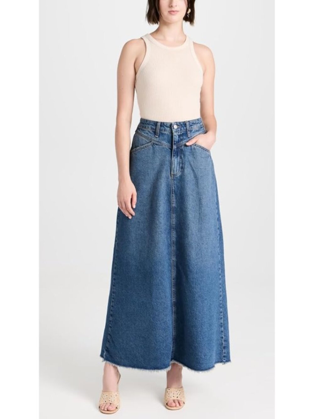 Free People Come as You Are Denim Maxi Skirt Dark Indigo NWT Size 0 Classic